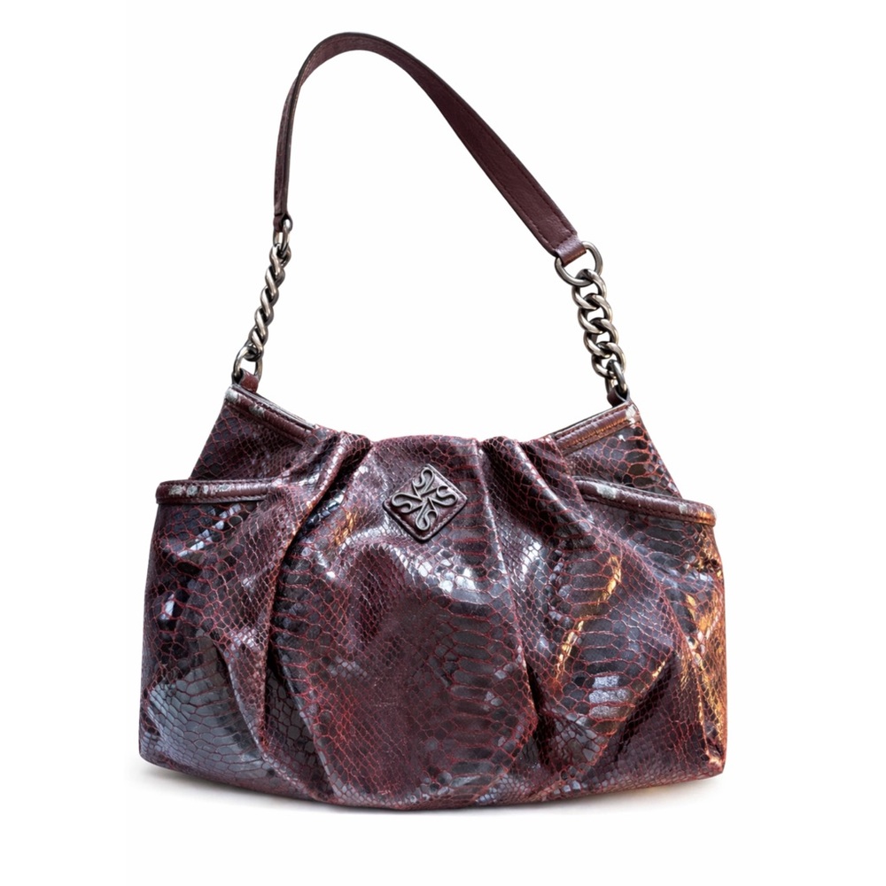 Simply Vera Vera Wang Burgundy Snakeskin Shoulder Bag Y2K